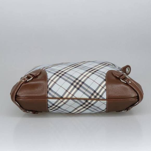 BURBERRY Nova Check Hand Bag Canvas 2way Light Blue Brown Auth 102443 - Picture 9 of 16